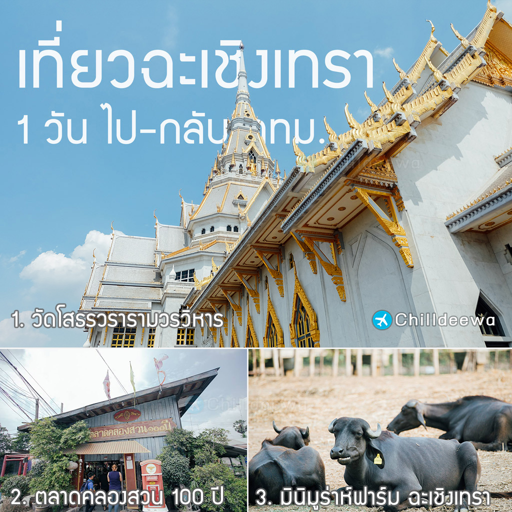 เที่ยวฉะเชิงเทรา - แปดริ้ว ไปเช้า - เย็นกลับ วัดโสธร มินิมูล่าห์ฟาร์ม ตลาดคลองสวน 100 ปี