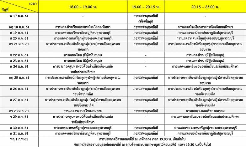 งานอนุสรณ์ดอนเจดีย์และงานกาชาดจังหวัดสุพรรณบุรี ประจำปี 2561